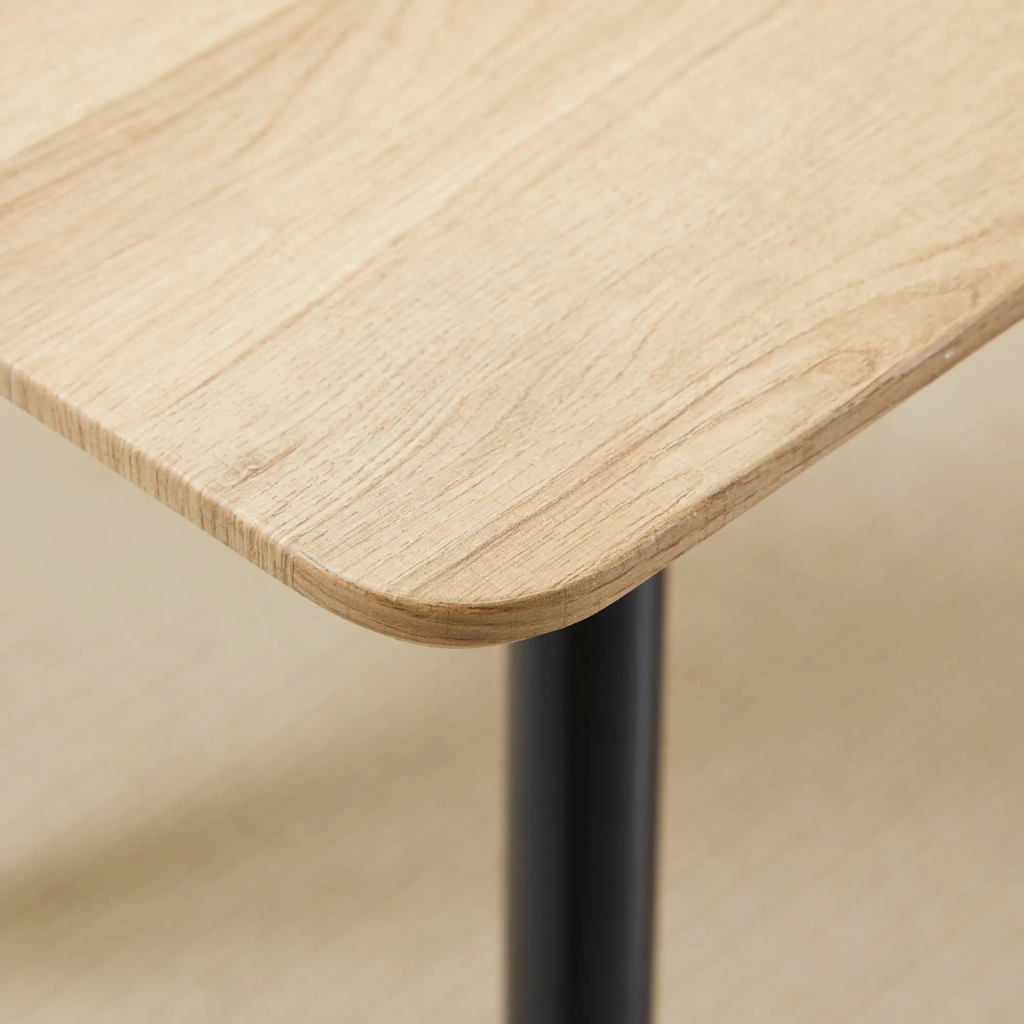 4-Seater Kitchen Table in MDF and Steel, 140x80x76cm, Wood and Black Color