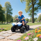 Kids' Electric Quad Bike ATV with 6V Rechargeable Battery, LED Headlights and Music, Ages 3-6 Years, White