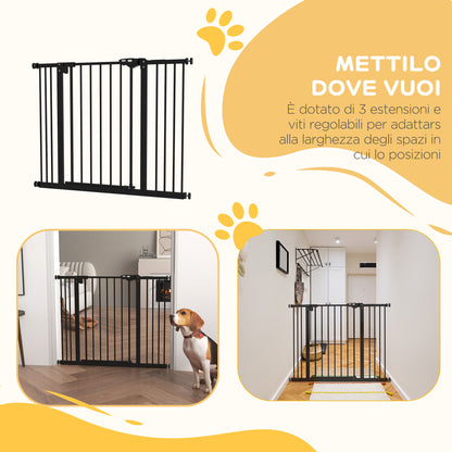 PawHut Adjustable Dog Gate up to 100 cm without Screws with 2 Extensions and Height 72 cm, Black - Borgè