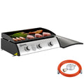 Enamelled Steel Gas Hob with 3 Burners Power 7.5kW, 3 Cooking Zones and Lid, Black