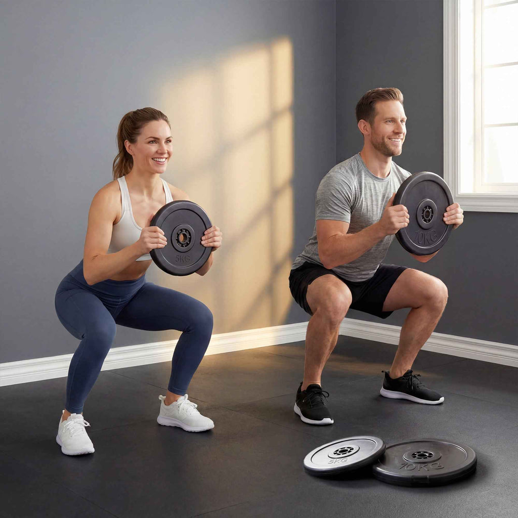 HOMCOM 4-Piece Weight Plate Set, Gym Training Disc Set, Black
