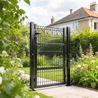 Outsunny Gate 100x131 cm, Galvanized Metal, Lock, Keys, Handle, 2 Posts