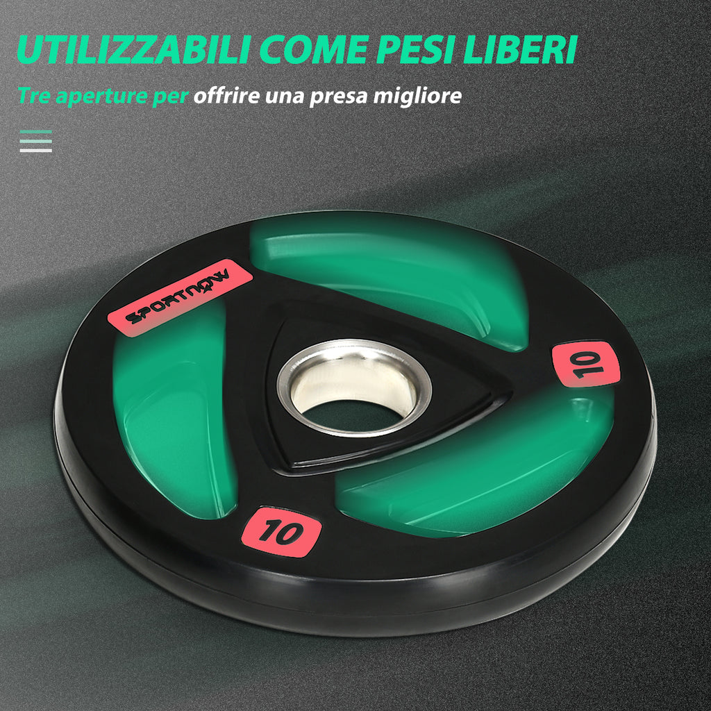 Set of 2 10kg Steel Weight Discs with Rubber Coating for Barbell