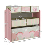 ZONEKIZ Children's Toy Shelf with 6 Removable Fabric Containers, 63x30x66cm, Pink - Borgè