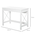 HOMCOM Modern and Minimalist PC Desk in Wood and Steel, 105x50x76 cm, White
