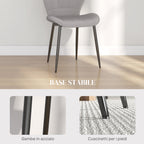 HOMCOM Set of 4 Modern Dining Chairs for Kitchen and Living Room with Flannel Upholstery, Gray - Borgè
