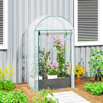 Wall-Mounted Greenhouse with Plant Bag and Roll-Up Entrance, Steel and Plastic, 89x50x152 cm, Transparent