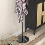 Freestanding Coat Rack with 6 Steel Disc Hooks and Slate Base, Black