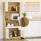4-Door Chipboard Tall Pantry Cabinet with Cupboards and Open Shelf, 80x40x180 cm