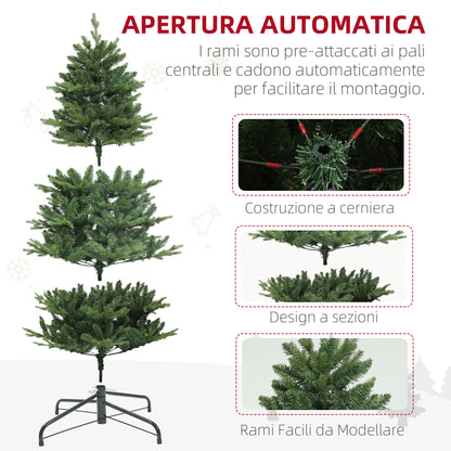 CHRISTMAS TREE - Artificial Christmas Tree 180 cm Tall with 818 Branches and Steel Base for Indoors, Green