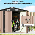 Outsunny 305 x 245 cm Metal Storage Shed, Sturdy Garden Shed with 4 Vents and Lockable Double Doors, Brown
