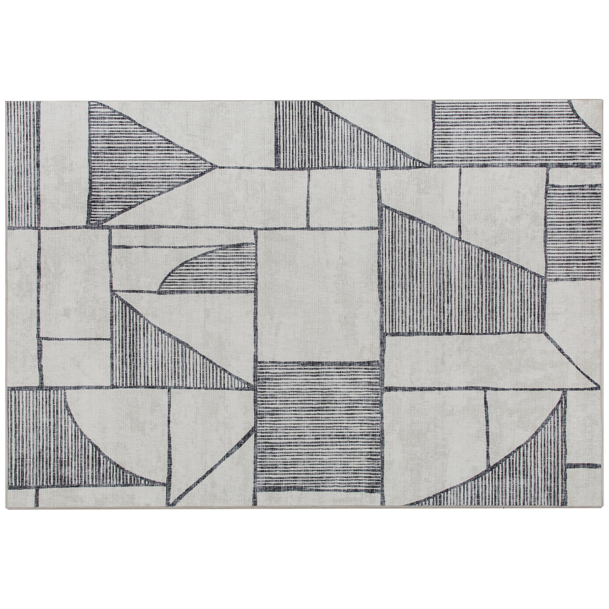 Modern Non-Slip Rug with Geometric Lines, in Multicolored Polyester, 230x160x0.7 cm