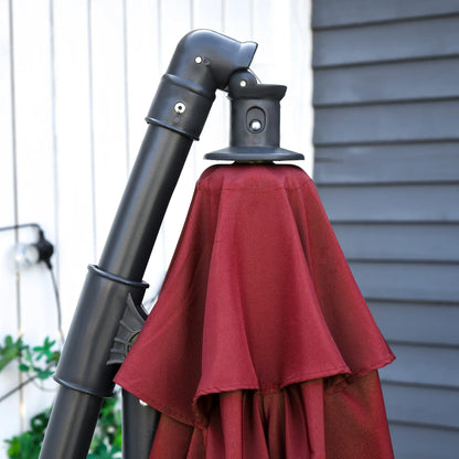 Outdoor Umbrella 3x2.5 m Off-center Dark Red, in Anti-UV Polyester and Steel with Crank