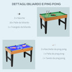 Multigame 4 in 1 Table with Table Football, Billiards, Ping Pong and Table Hockey, 107x61x84.5cm - Borgè