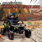 AIYAPLAY Electric Ride-On Toy Car for Children 3-5 Years Old, 12V, Licensed by KAWASAKI, Dual Motor, Remote Control and Music, Black
