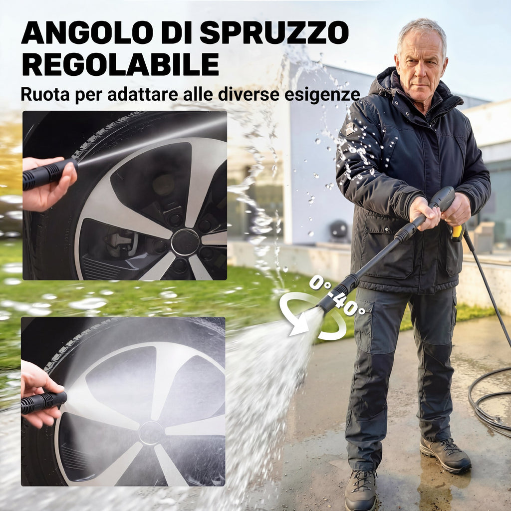 Outsunny 1600W Portable Electric Pressure Washer with Adjustable Nozzle and Wheels, Yellow