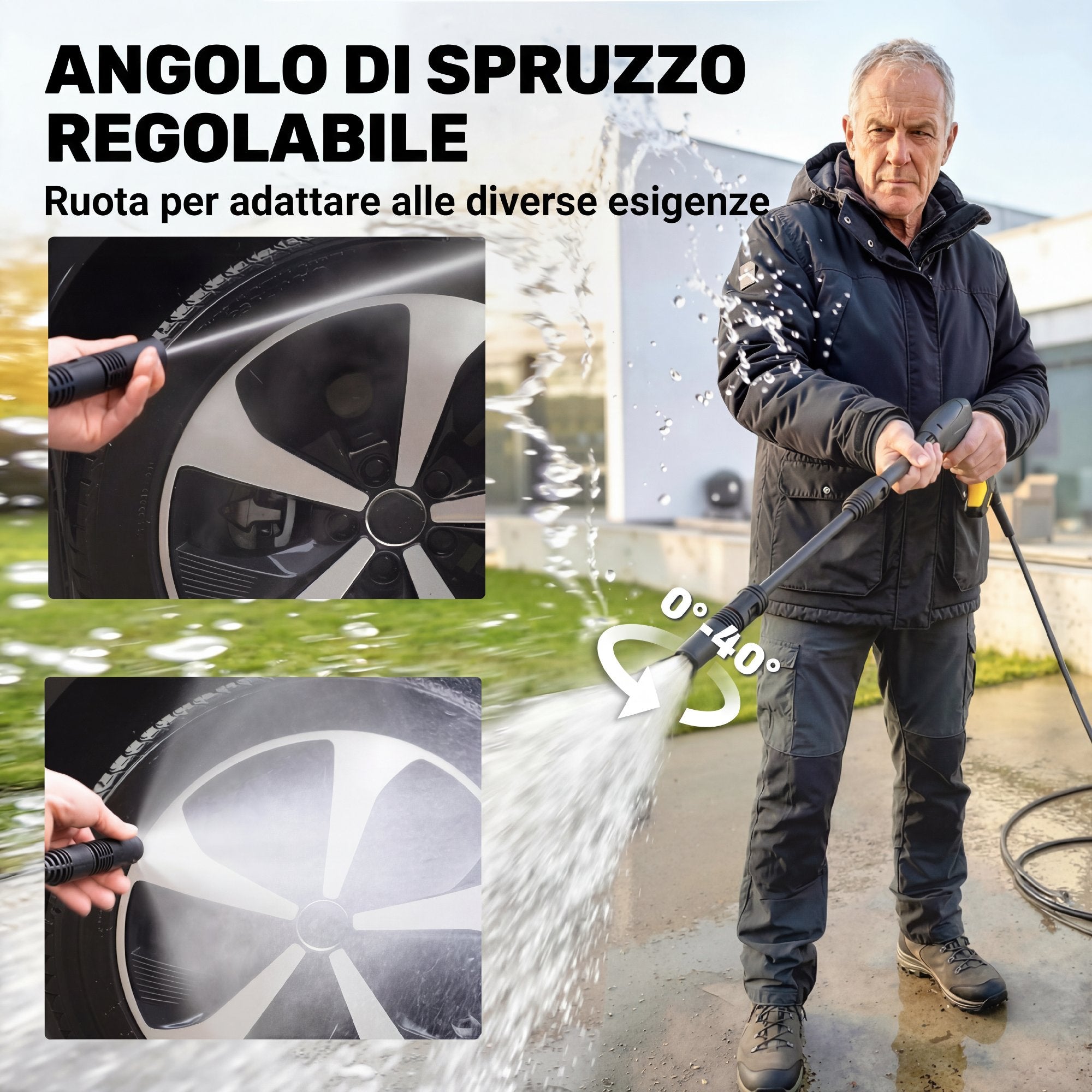 Outsunny 1600W Portable Electric Pressure Washer with Adjustable Nozzle and Wheels, Yellow