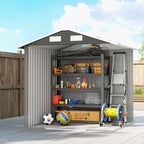 Outsunny Steel Garden Shed with 2 Sliding Doors, Black, 2.6 m²