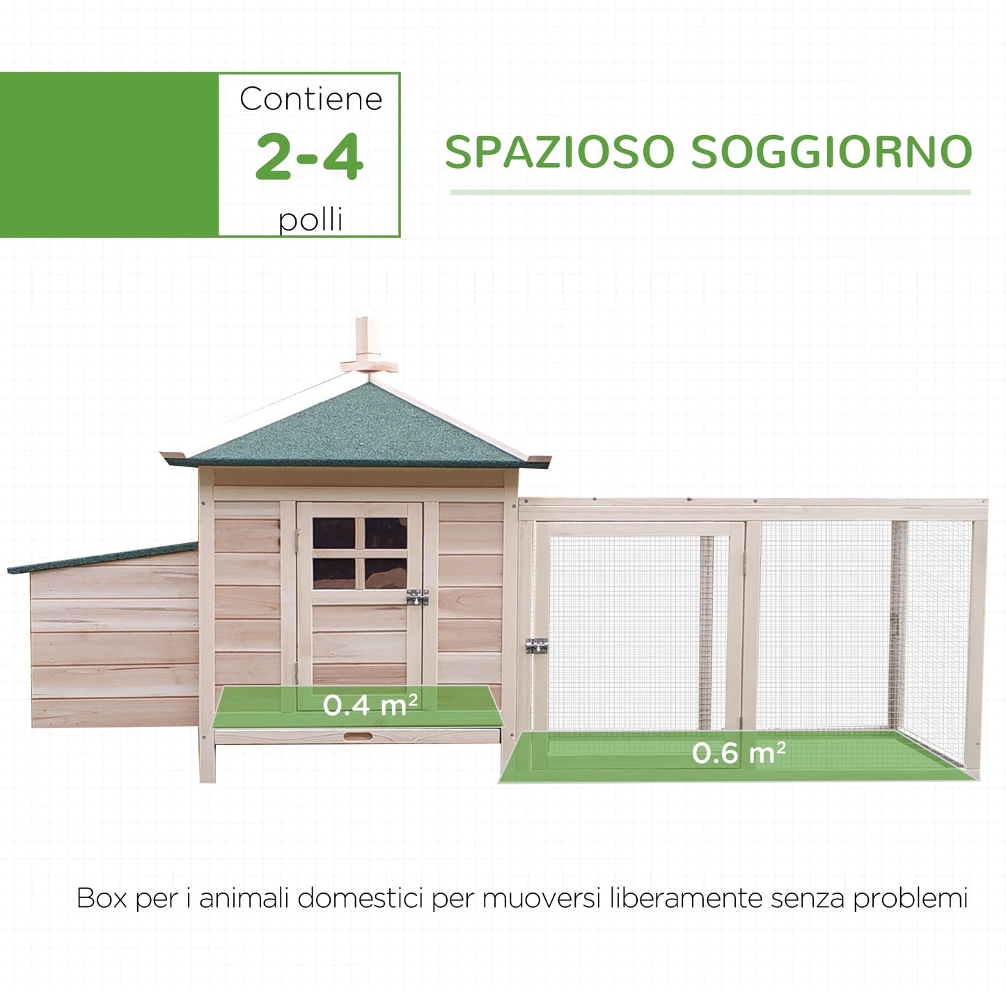 Prefabricated Wooden Garden Chicken Coop 196x76x97cm, Wood Color