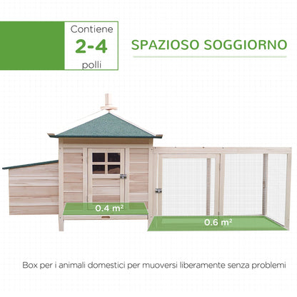 Prefabricated Wooden Garden Chicken Coop 196x76x97cm, Wood Color