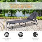 Outsunny Folding Outdoor Lounger with Face Hole and Cushions, Garden Sun Lounger, Beach and Camping, Grey
