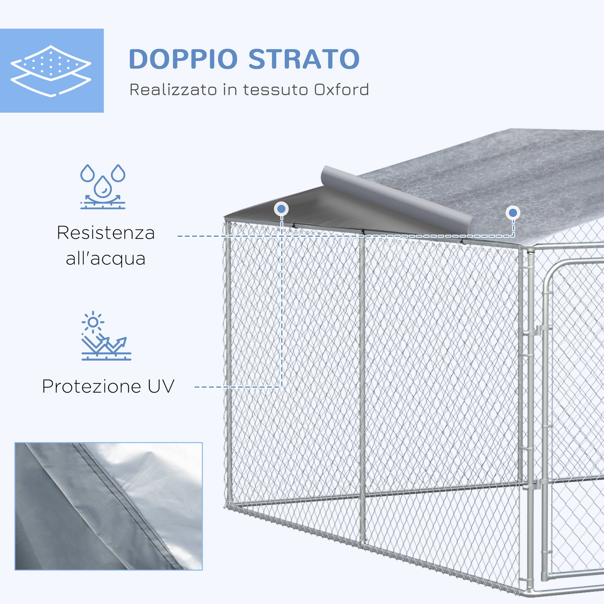 Pawhut Kennel for metal dogs with oxford fabric roof and door with block, 400x230x232 cm - Borgè