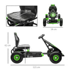 Pedal Go Kart for Kids Ages 5-12 with Adjustable Seat, Metal and PP 121x58x61 cm, Green and Black