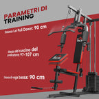 HOMCOM Power Tower Fitness Station Weights 65kg, 135x103x210cm, Black Red