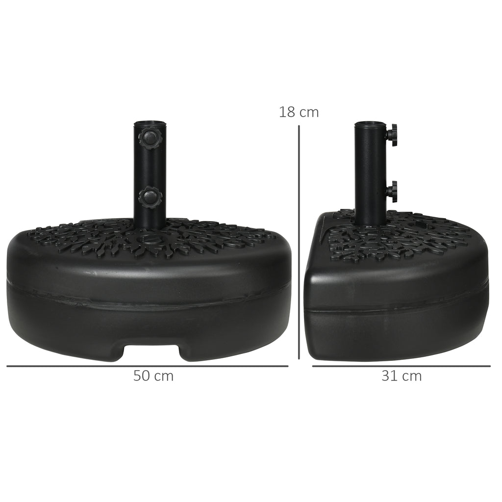 Semicircular Umbrella Base Fillable with Sand or Water for 38-48mm Poles, Black - Borgè