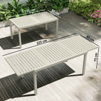 Outsunny Extendable Garden Table for 6-8 People, Aluminum with Slatted Top, White