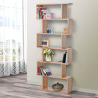 Modern Design Wooden Bookcase with 6 Shelves Natural Wood 80 × 23 × 192cm