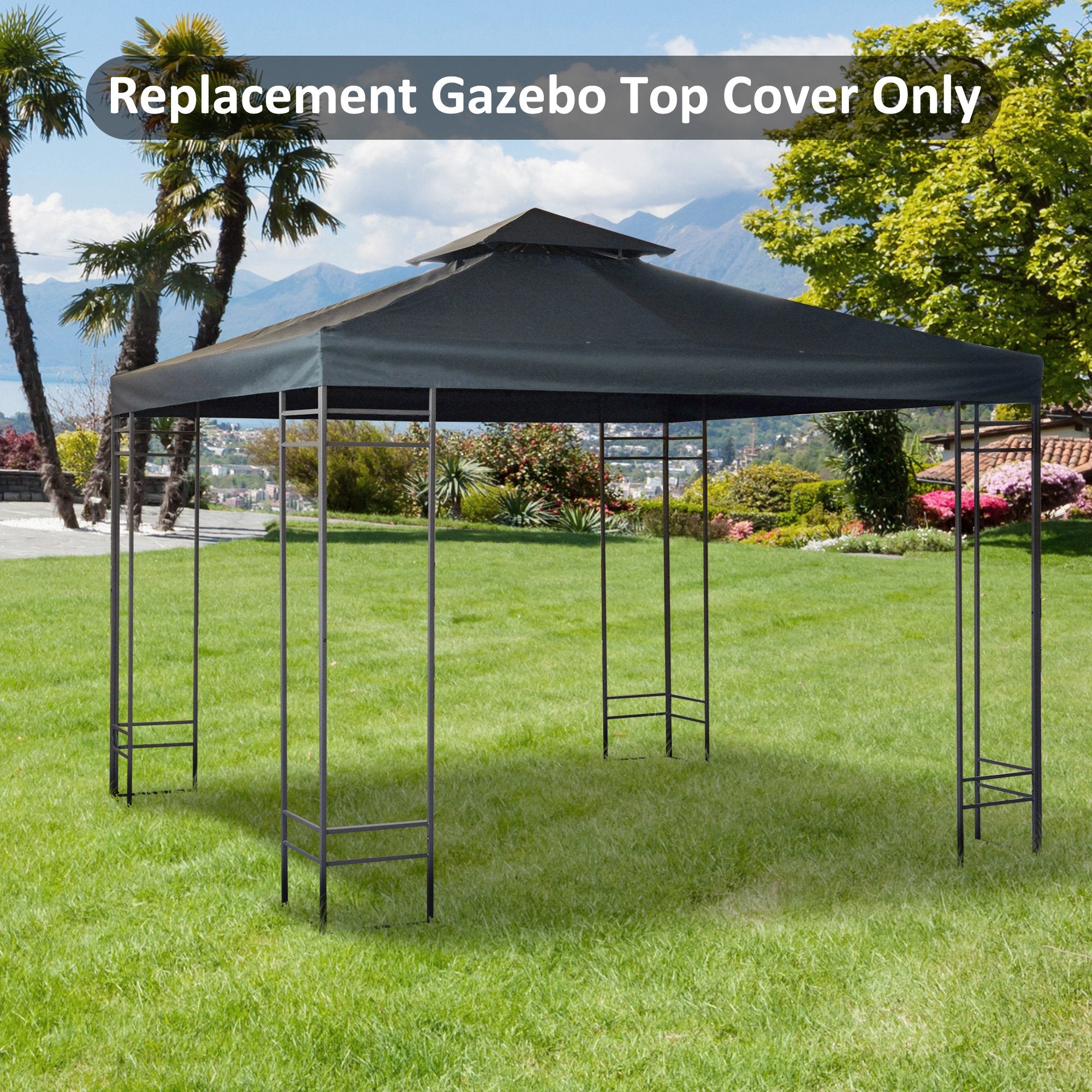 Replacement Roof for Gazebo 3x3m with 2 Levels and UV Resistant, Anthracite Gray - Borgè