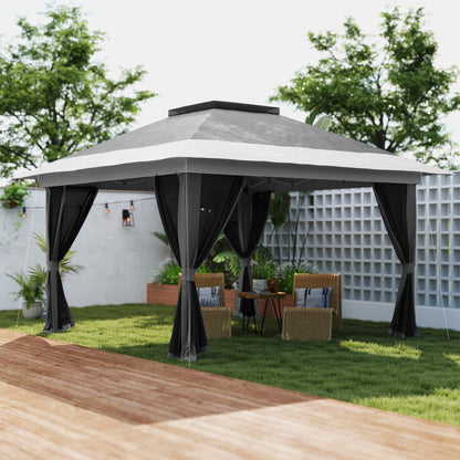 Pop Up Gazebo 3.6x3.6 m with Walls, Adjustable Height and UPF50+ Protection, Bag with Wheels, Grey