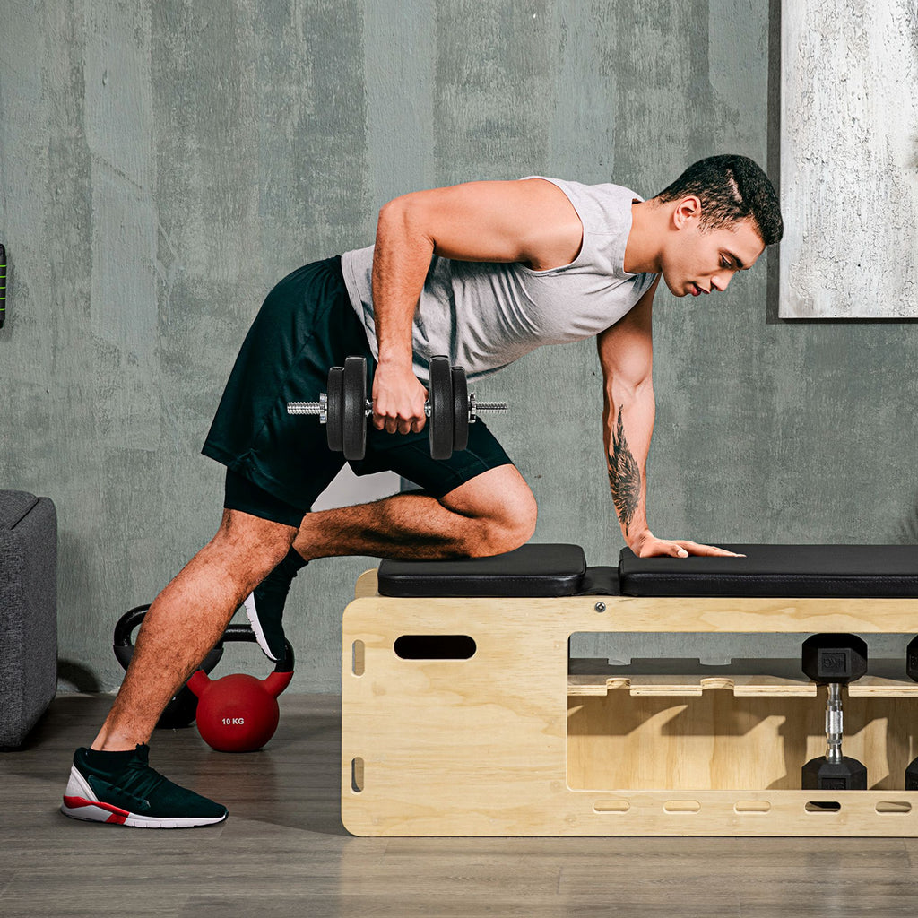 20 kg Dumbbell Set (4 x 2.5 kg, 4 x 1.5 kg) with 8 Discs and 2 x 2 kg Dumbbells, 43 x 18 x 7.5 cm, Black