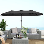 Double Umbrella with Air Vents and Crank, in Metal and Polyester, 4x2.2x2.34 m, Black and Dark Gray