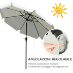 Tiltable Round Umbrella with Crank, in Aluminium, Metal and Polyester, Ø266x248.5 cm, Cream White