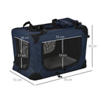 3-Door Dog Carrier with Cushion and Storage Bags, Blue Oxford Fabric and Metal, 70x51x50 cm