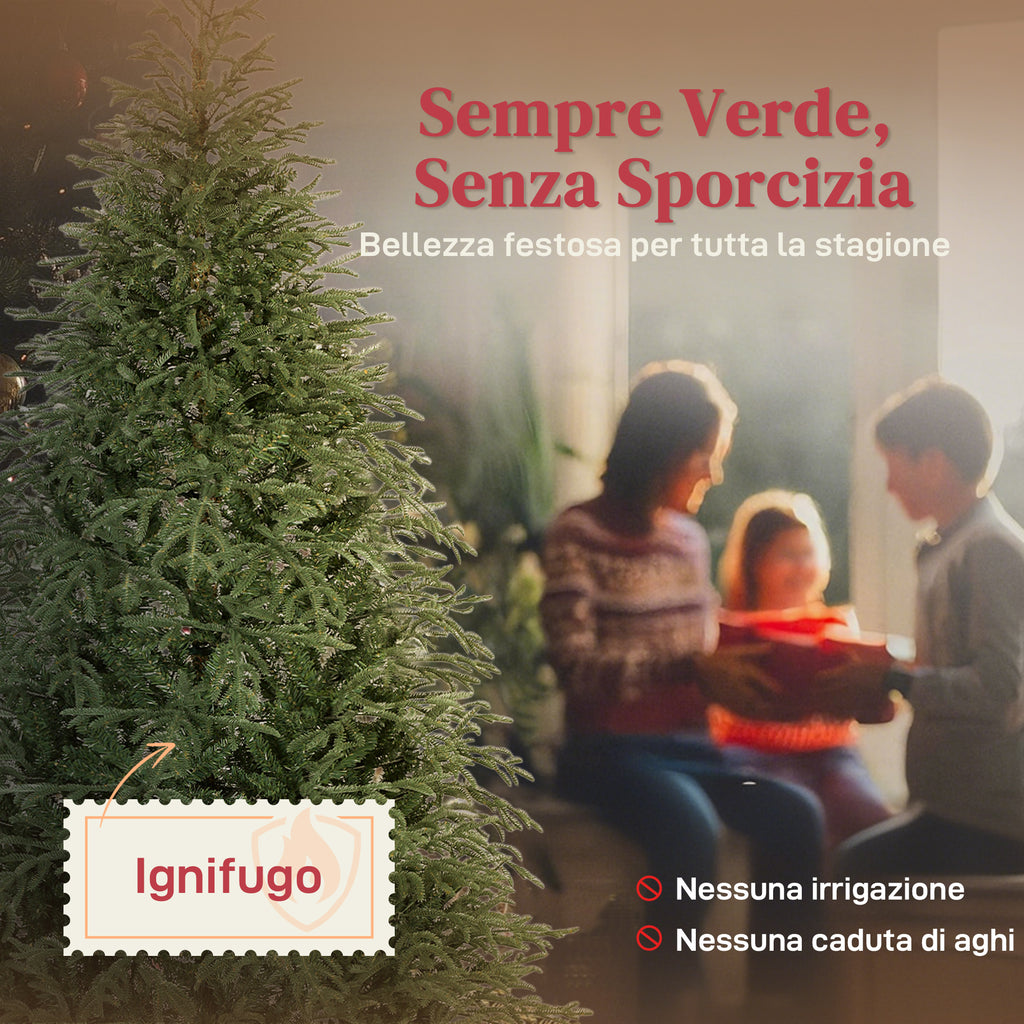 210cm Fireproof Artificial Christmas Tree with 2942 Realistic Branches and Foldable Metal Base