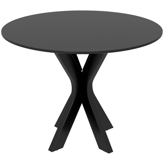 Homcom Round modern dining table for 4 people in steel and mdf, Ø100x75cm, black - Borgè