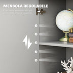 Modern Sideboard with 3 Cabinets and 2 Drawers, Wooden, 106x35x76 cm, Light Grey