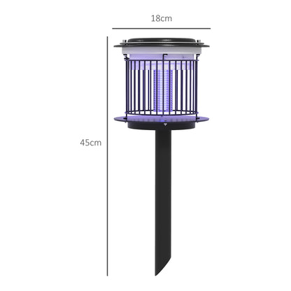 Outsunny Set of 2 2 in 1 Outdoor Mosquito Repellent Lamps with LED and UV Light, Solar and USB Recharge, Black