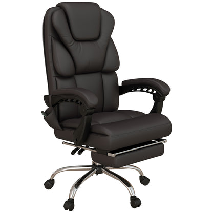 Vinsetto Massage Office Armchair in Faux Leather with Footrest and Reclining, Brown - Borgè