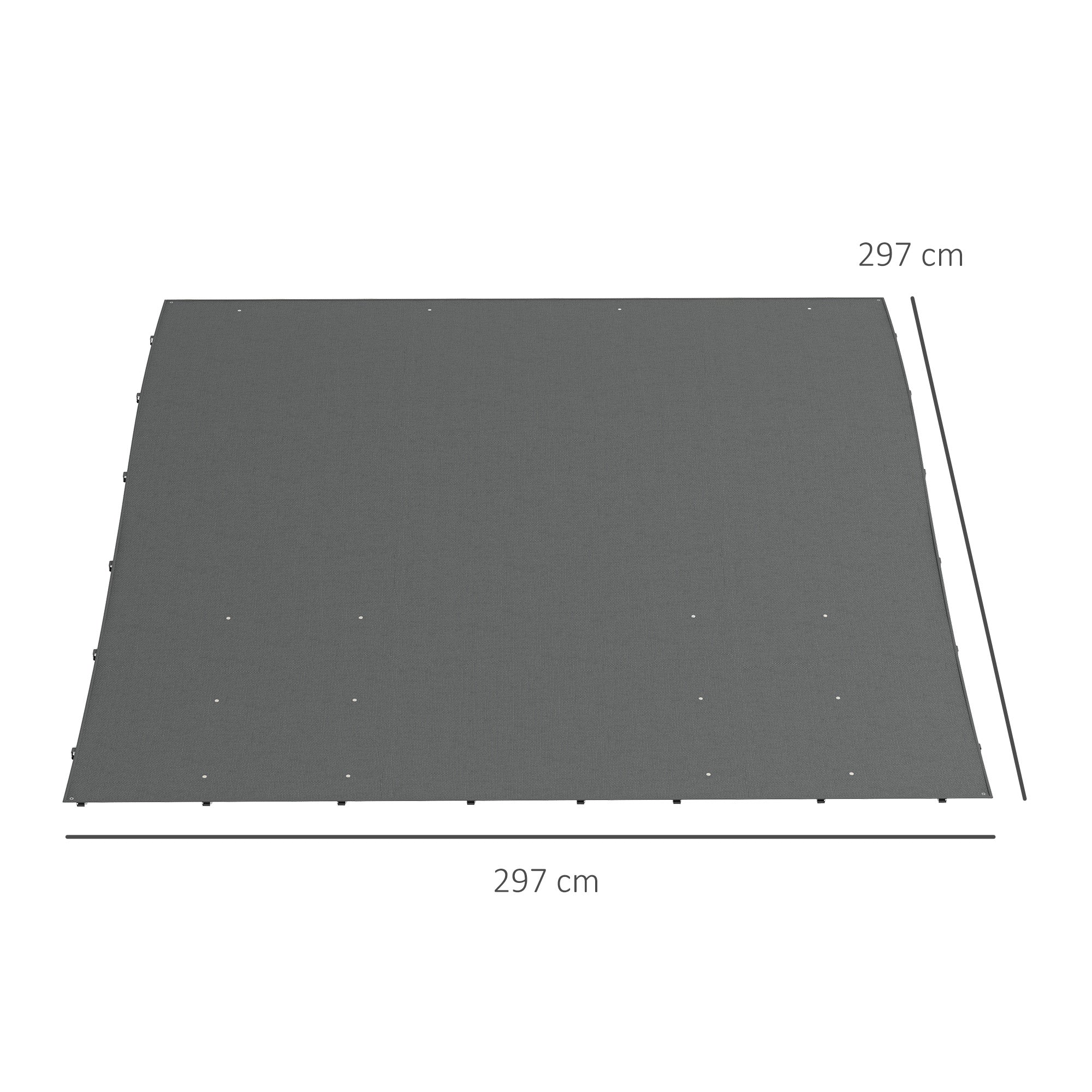 Replacement Cover for Garden Pergola 3x3 m with 16 Drainage Holes, 297x297 cm, Gray