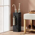 HOMCOM Freestanding Square Metal Umbrella Stand for Entryway, Black