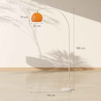 HOMCOM Arc Floor Lamp with Foot Switch, Marble, Metal and Plastic, 26x90x180 cm, White and Orange