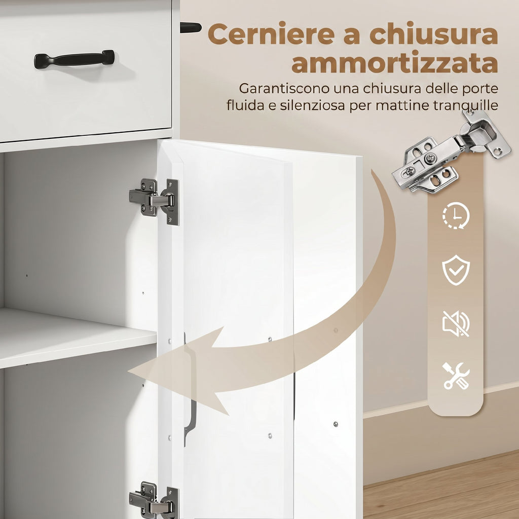 HOMCOM Kitchen Cabinet with Drawer, Cabinet and Adjustable Shelf, White