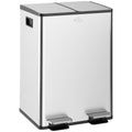 28L Waste Separator Bin with 2 Silent Closing Compartments, Stainless Steel and PP, 45.8x36x67.6 cm, Silver