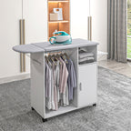 Mobile Ironing Board with Shelf, 3 Cube Shelves and Guide, 107x42.5x99cm, White - Borgè