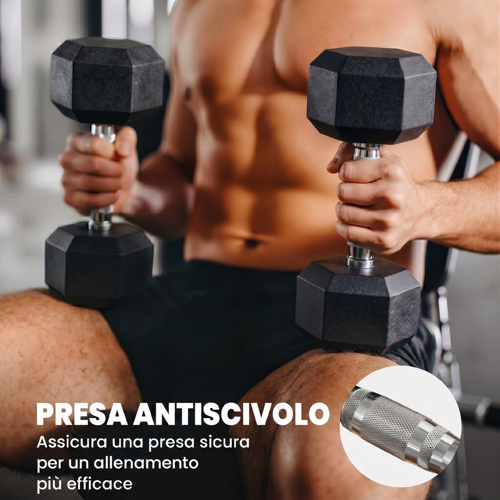 HOMCOM 2 x 8 kg Dumbbell Set with Non-Slip Grip for Home Fitness Strength Training, Black