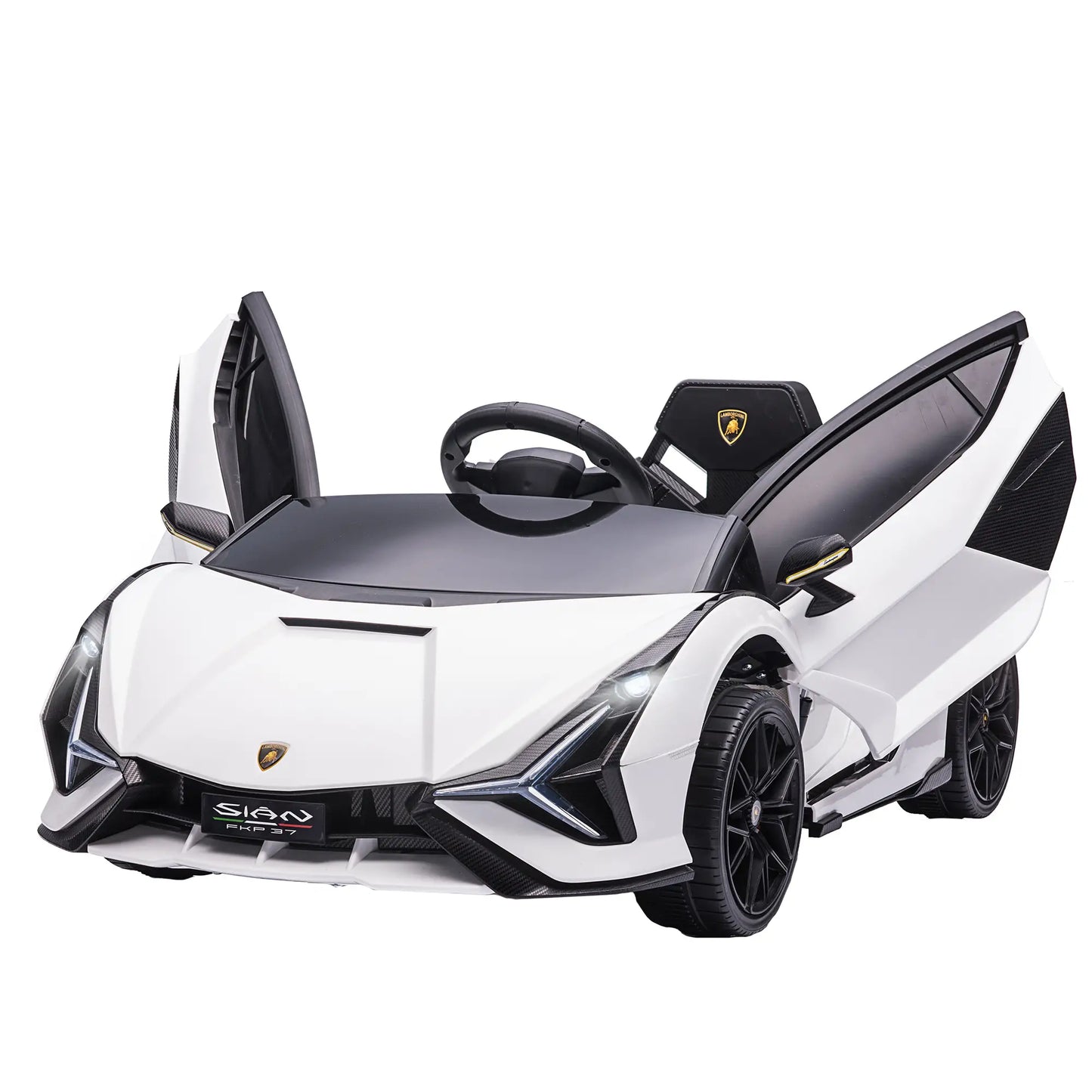 Electric Car for Children 3-5 Years Lamborghini 12V with Remote Control and Speed 3-5km/h, White